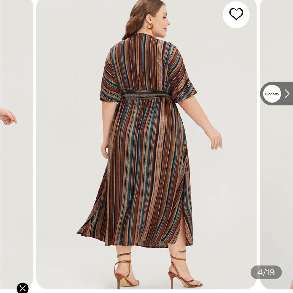 NWT SIZE 22/24 BLOOMCHIC Striped Contrast Dolman Sleeve Pocket Flutter Dress - Picture 4 of 8